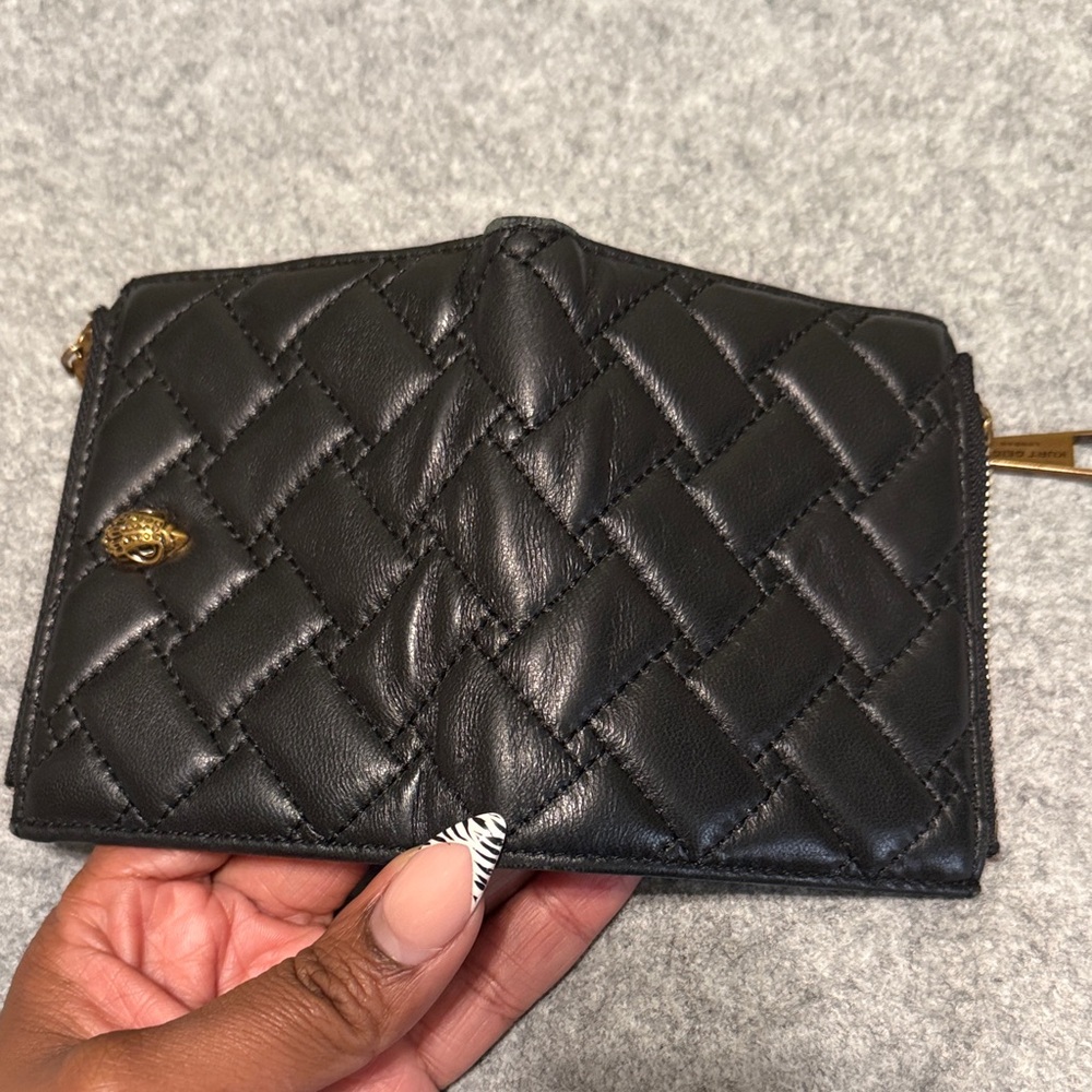 Kurt Geiger Black Quilted Leather Coin Wallet with Gold Tone Hardware - Picture 2 of 5